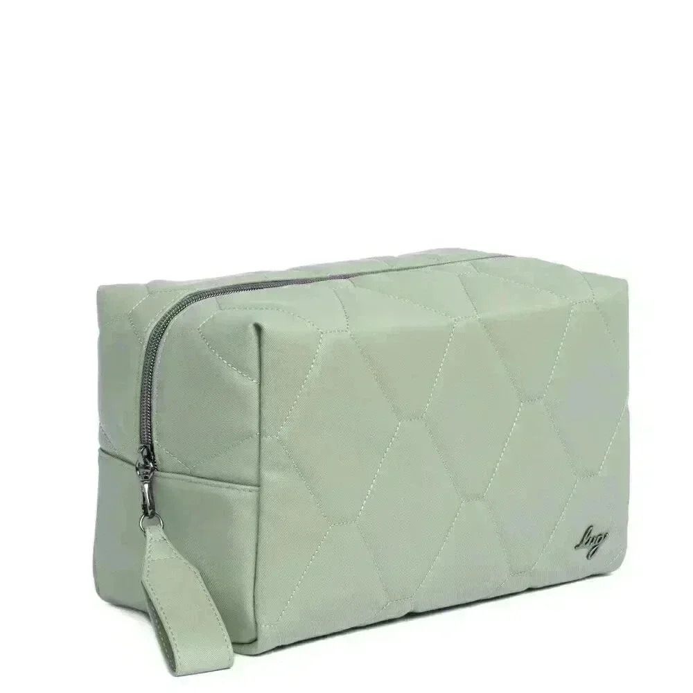 LUG Bumper Satin Luxe VL (Vegan Leather) Cosmetic Case / Toiletry Case in Sage - Picture 2 of 15